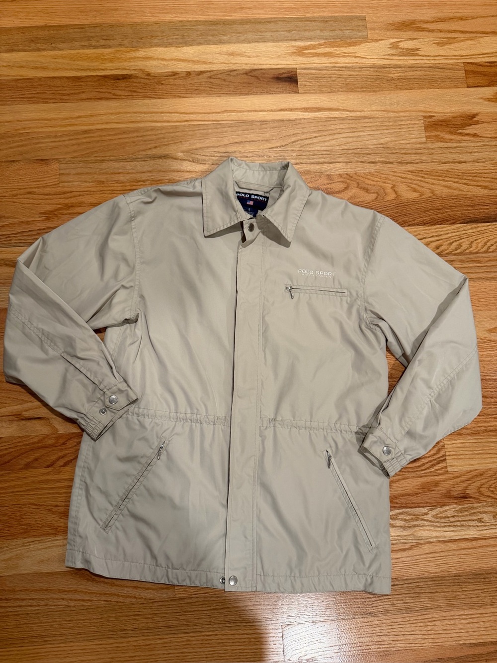 Vintage Polo Sport Ralph Lauren 90s Khaki Windbreaker Jacket Small